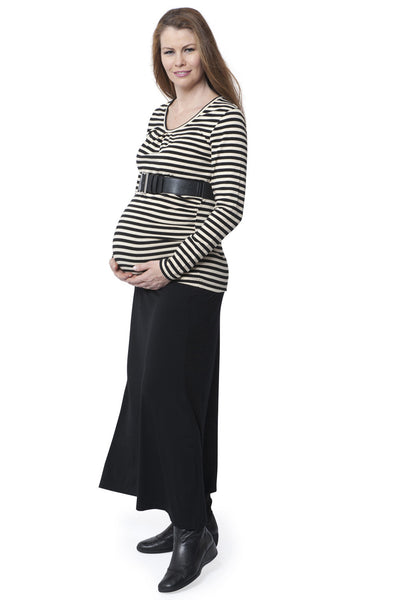 Alina Maxi A-line Maternity Skirt SVK-388 black